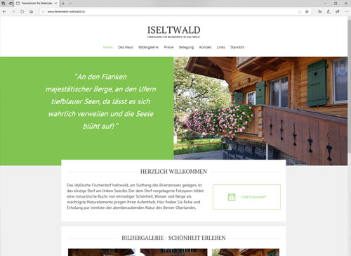 Webseite Ferienheim Iseltwald